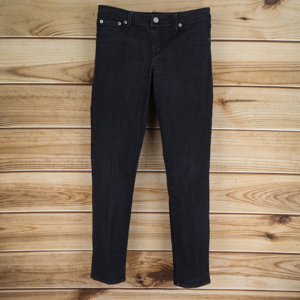 A New Approach a.n.a Jeans Womens Sz M Black Denim Stretch Straight Leg Mid Rise